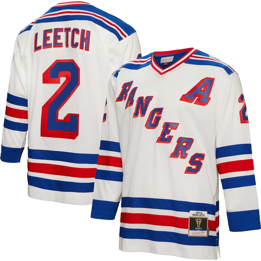 Men's New York Rangers Brian Leetch #2 White Jersey